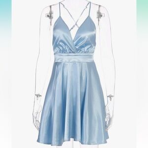 Elegant Blue Satin Dress